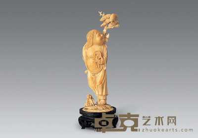 民国 象牙刻刘海戏金蟾立件 高15cm